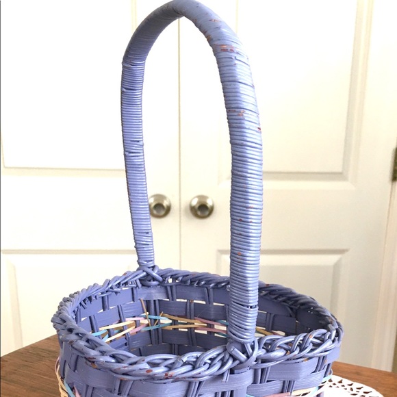 VTG WOVEN PURPLE HEART SHAPED BASKET MULTICOLOR - Picture 4 of 8